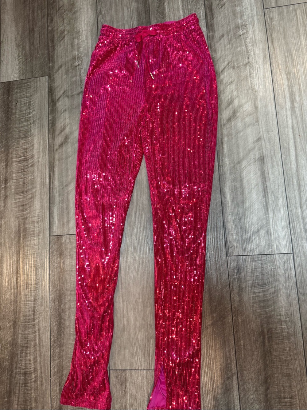 Pink Sequin Stretch Leggings